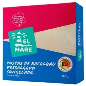 Postas de Bacalhau El Mare Dessalgado Congelado 600g