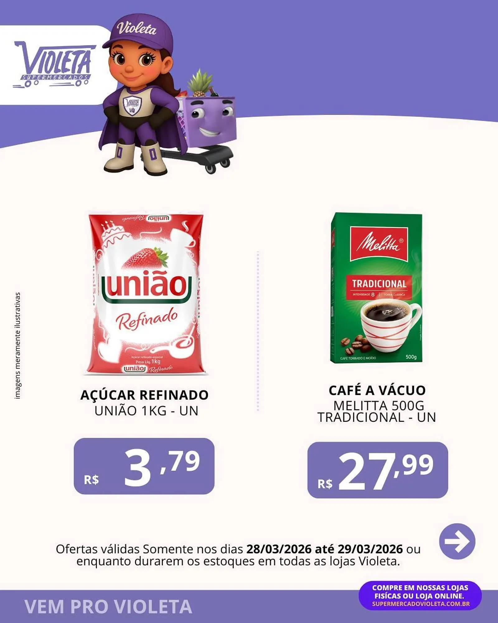 Encarte de Catálogo Violeta Supermercados 27 de março até 29 de março 2026 - Pagina 1