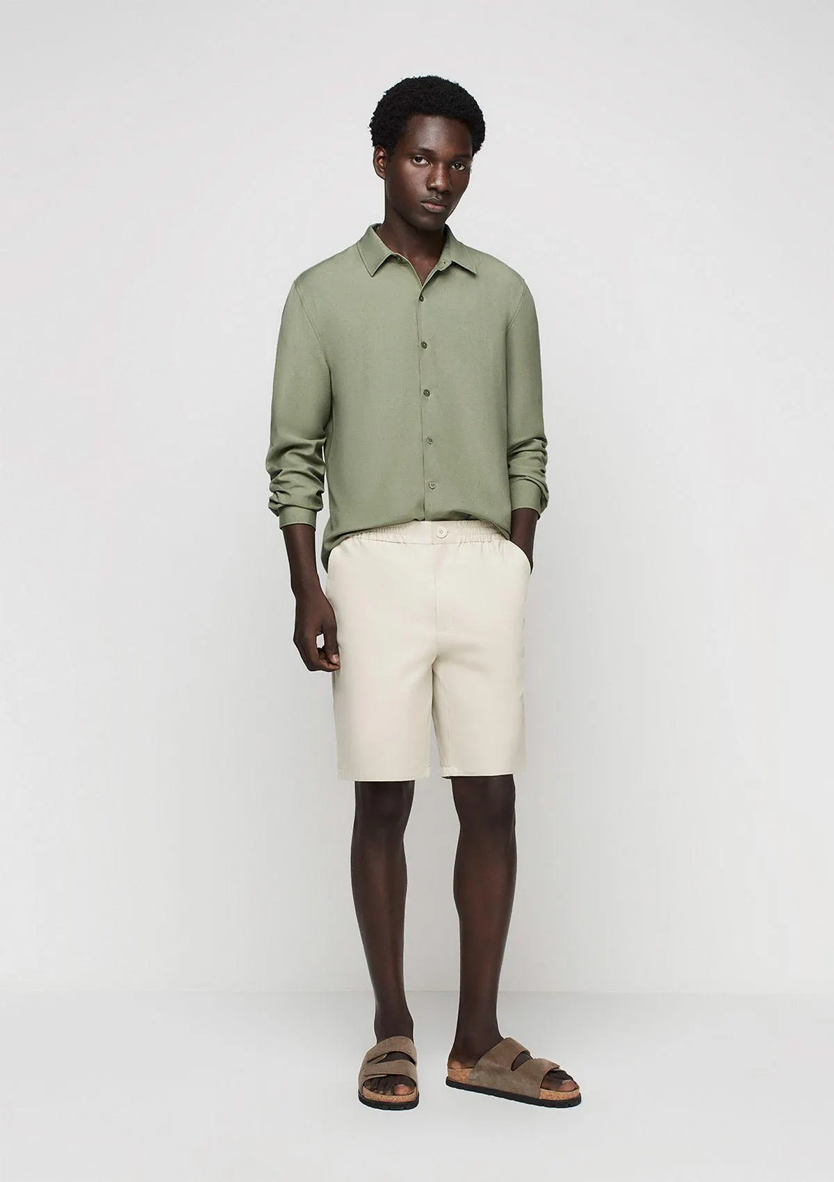 Shorts Masculino De Banho Em Tecido - Bege