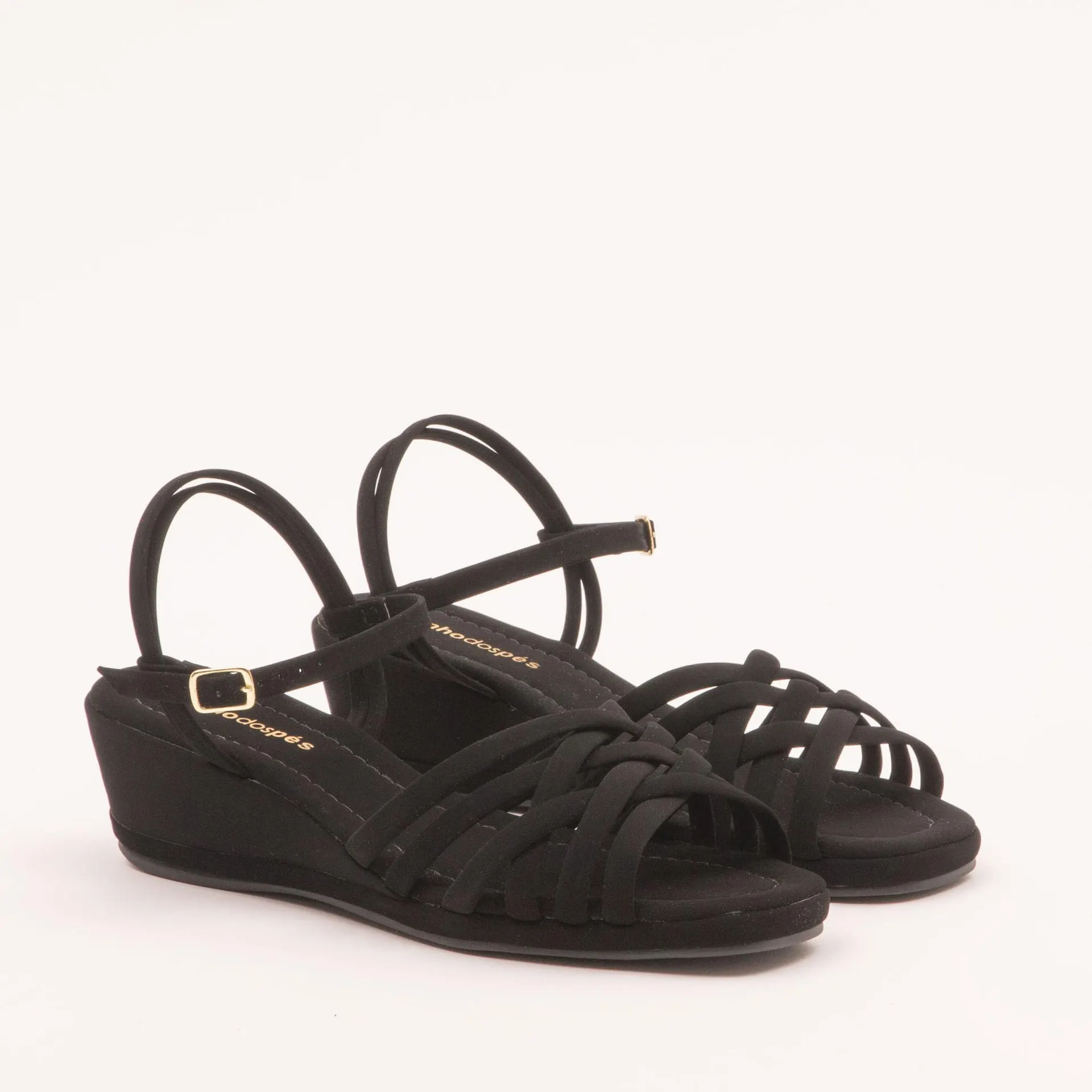 Anabela tiras transpassadas - PRETA