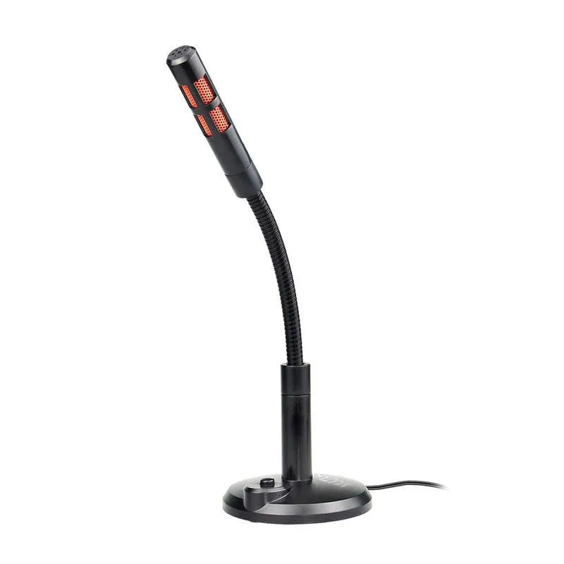 Microfone Com Fio Table Conexão P2 Corpo Flexível botão Mudo Preto - PH375