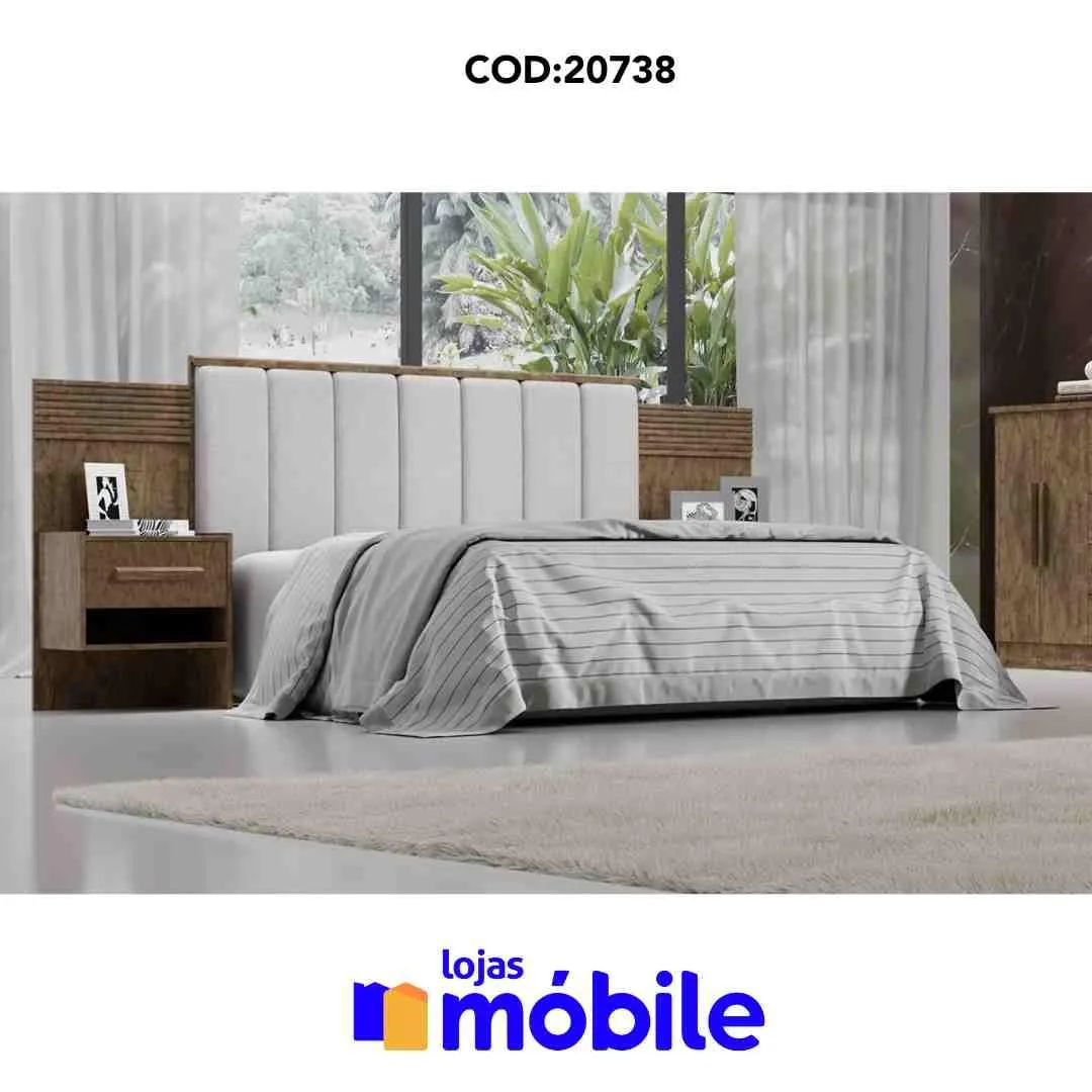 Cabeceira Paris 140 Estofada com Mesa de Cabeceira (20738)