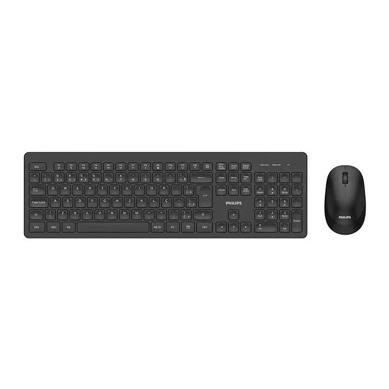 Kit Teclado e Mouse Philips SPT6308, Wireless, ABNT2, 1600DPI, Preto, SPT6308B