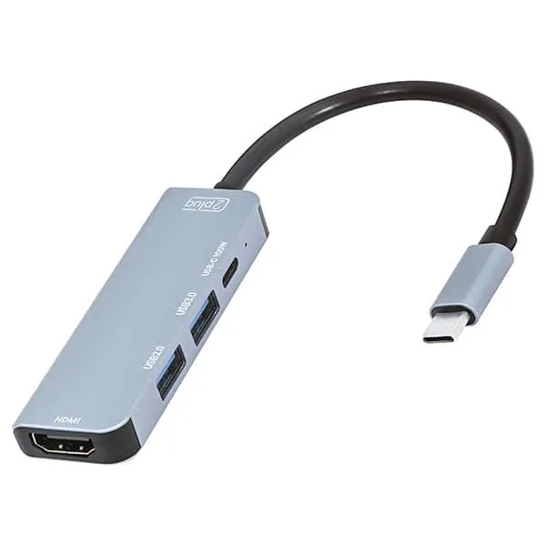HUB USB-C 4 em 1, 1 porta USB 2.0, 1 porta USB 3.0, 1 porta USB-C, 1 Porta HDMI 4K, US, JL-CX04, 2Plug - BT 1 UN