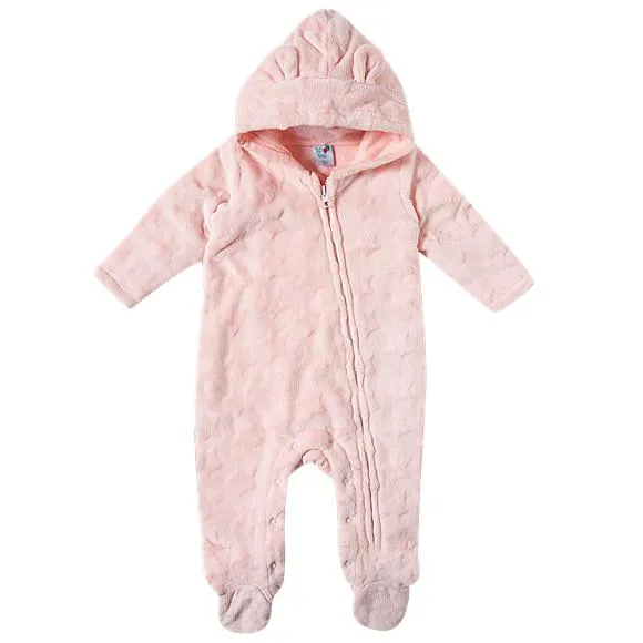 Macacão rosa claro pelúcia bebê tip top
