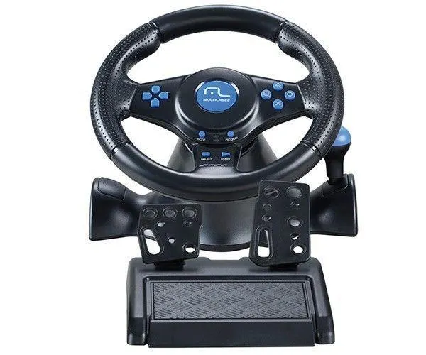 Volante Multi Racer 3 x 1 Para PS2 PS3 E PC USB Preto/Azul, JS073