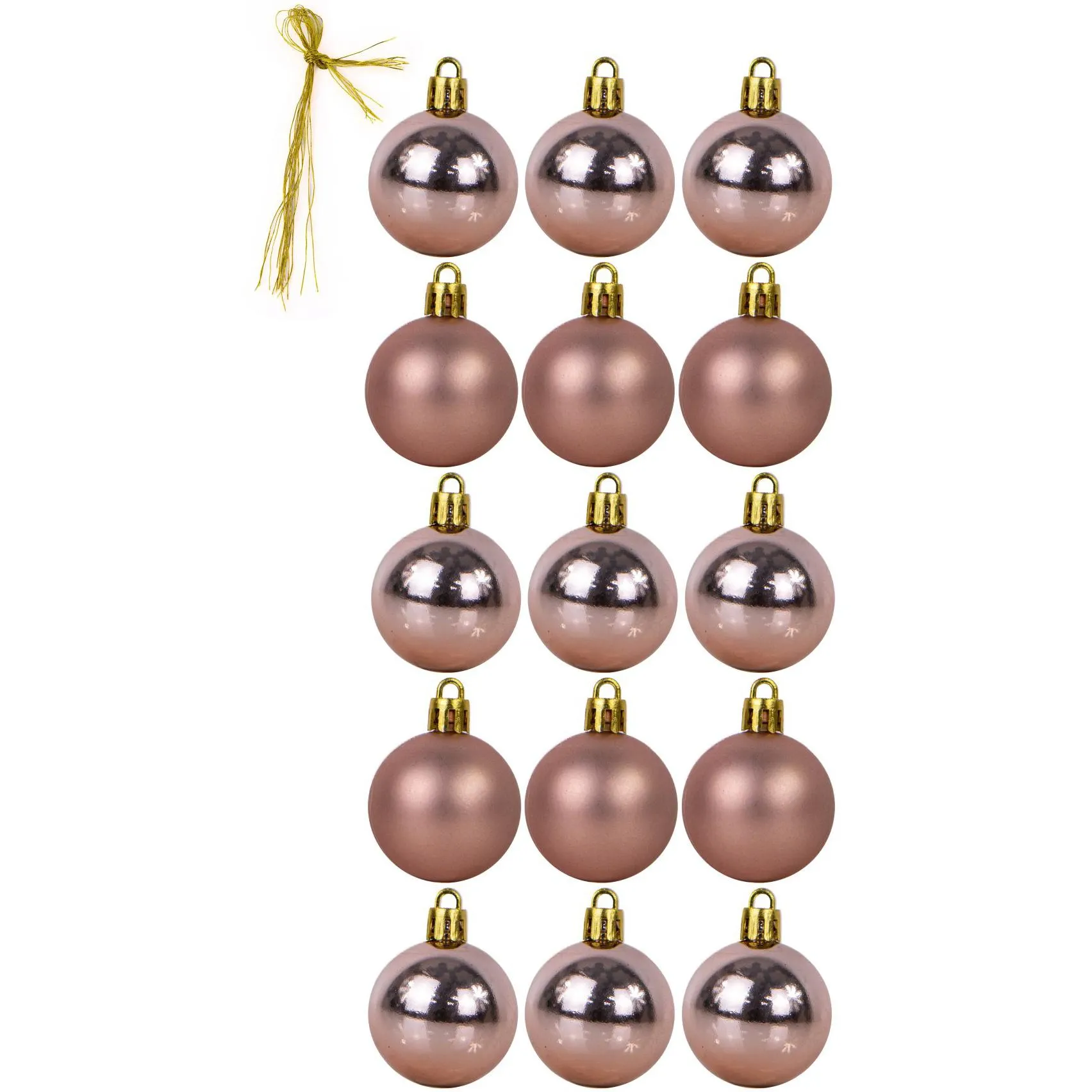 Kit de Bola de Natal Plástico 15 Peças 4cm Rosê - Bianchini