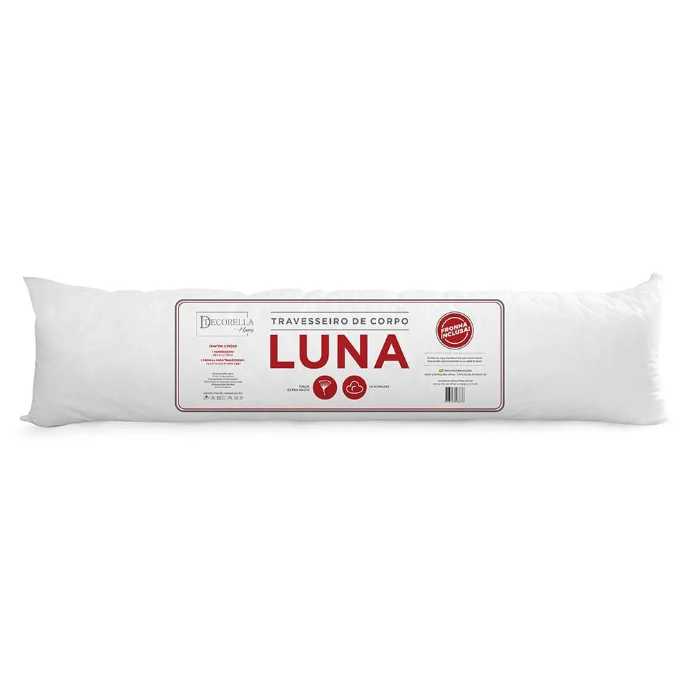 Travesseiro Corpo Luna Siliconado Com Fronha Sortida 130x40cm 2431 - Decorella