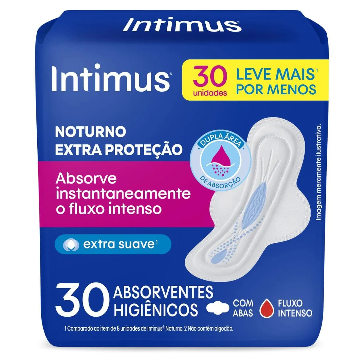 Absorvente Intimus Gel Noturno Com 30 L+P- Com Abas Suave