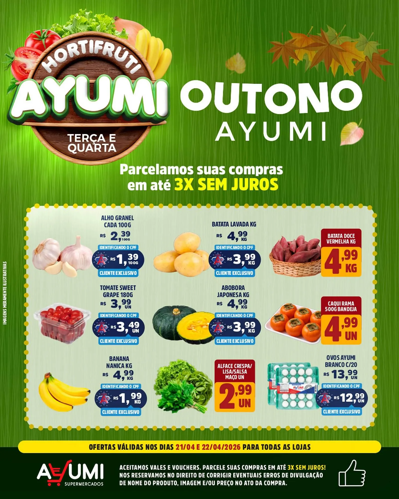 Encarte de Folheto Ayumi Supermercados 21 de abril até 22 de abril 2026 - Pagina 1