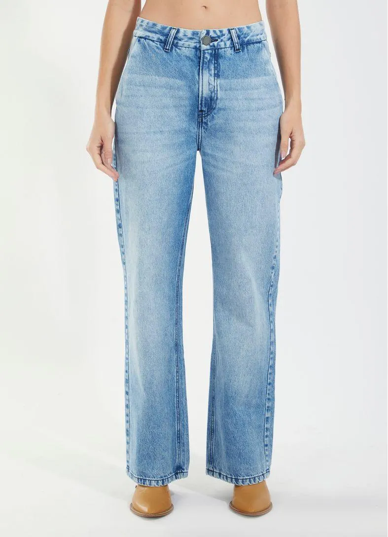 Calça jeans reta alfaiataria jeans