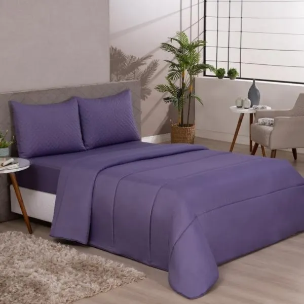 Edredom Queen Microfibra Colors Roxo Marroquino Vestcasa