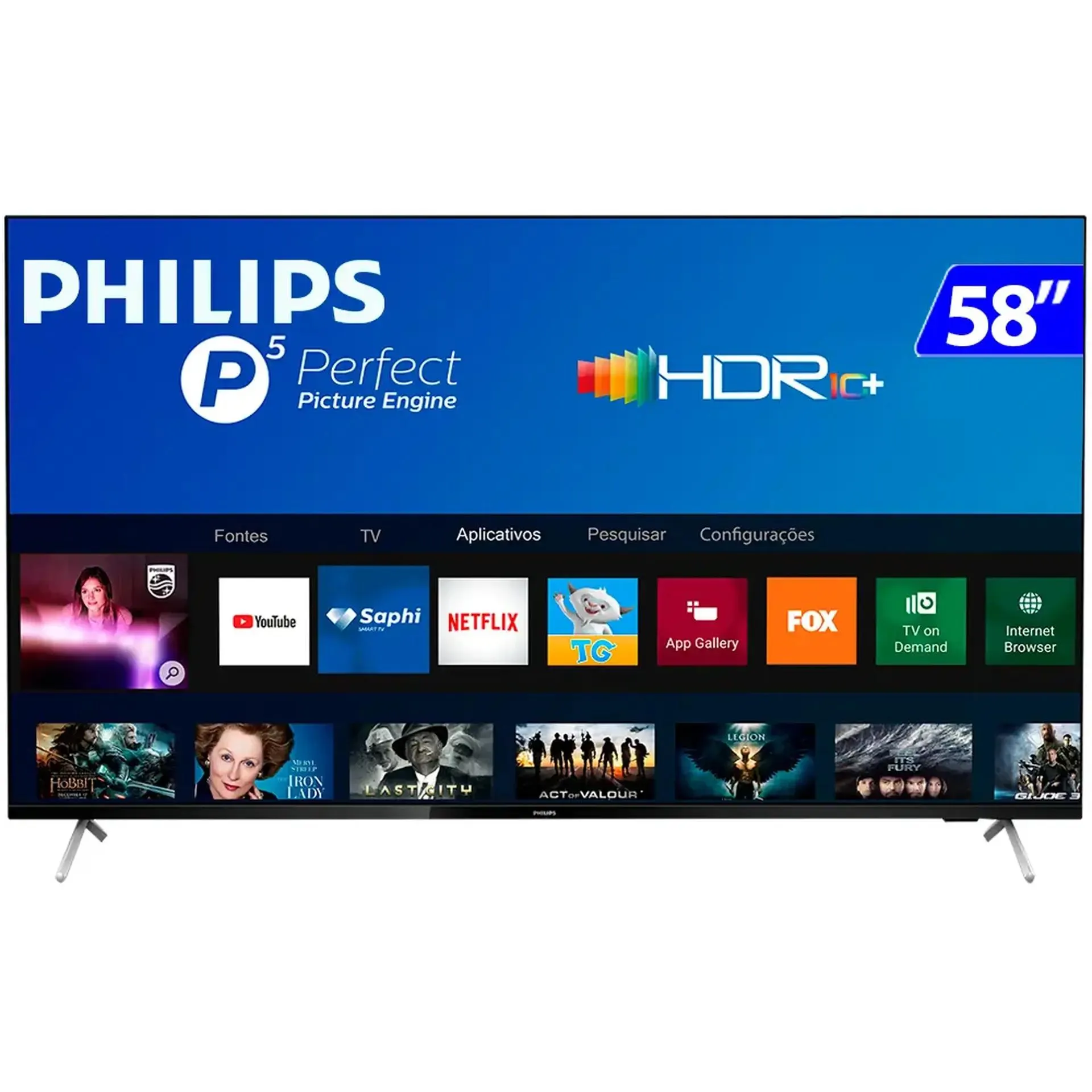 Smart TV Philips LED 58" 4K Wi-Fi Saphi HDR10+ 58PUG7625/78