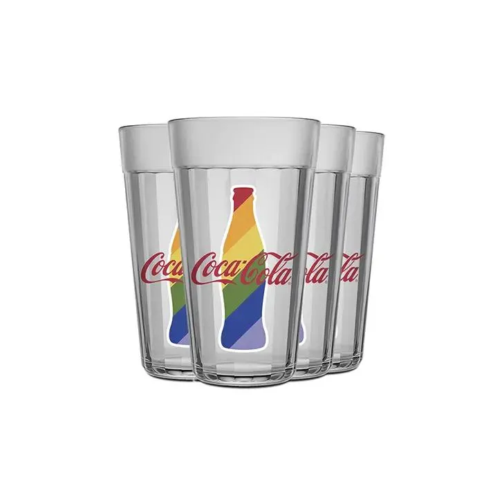 Jogo Copo Americano Coca-Cola Pride Garrafa 450ml 4 peças