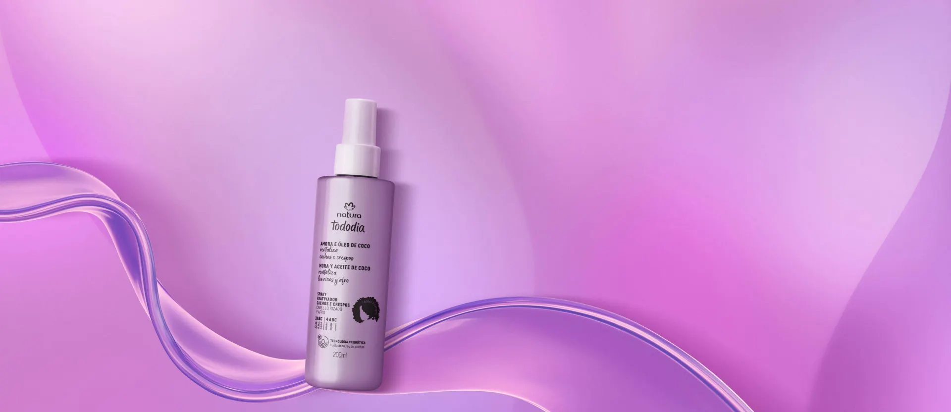 Spray Reativador Cachos e Crespos Tododia Amora e Óleo de Coco