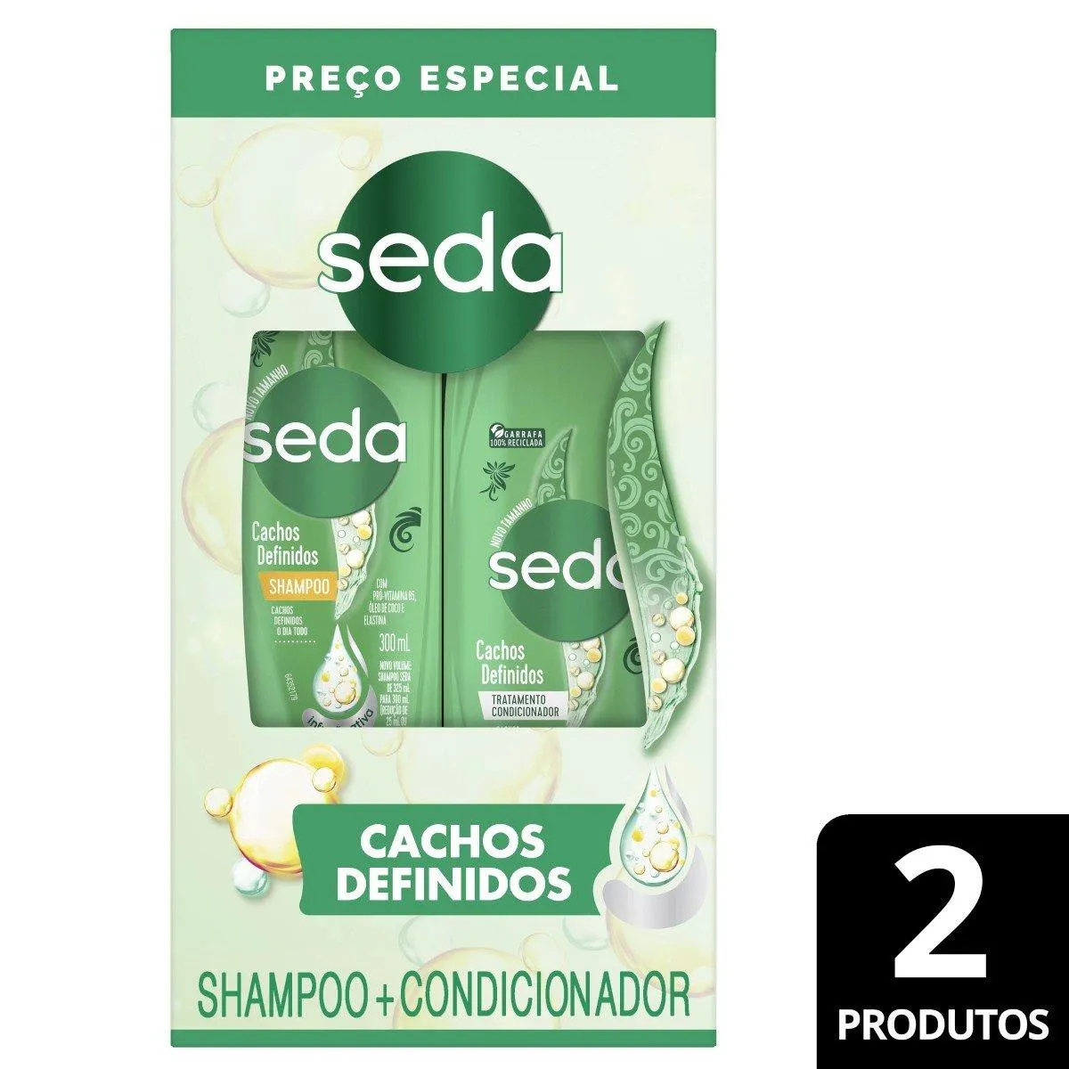 Kit Shampoo 300ml + Condicionador 190ml Seda Cachos Definidos Preço Especial