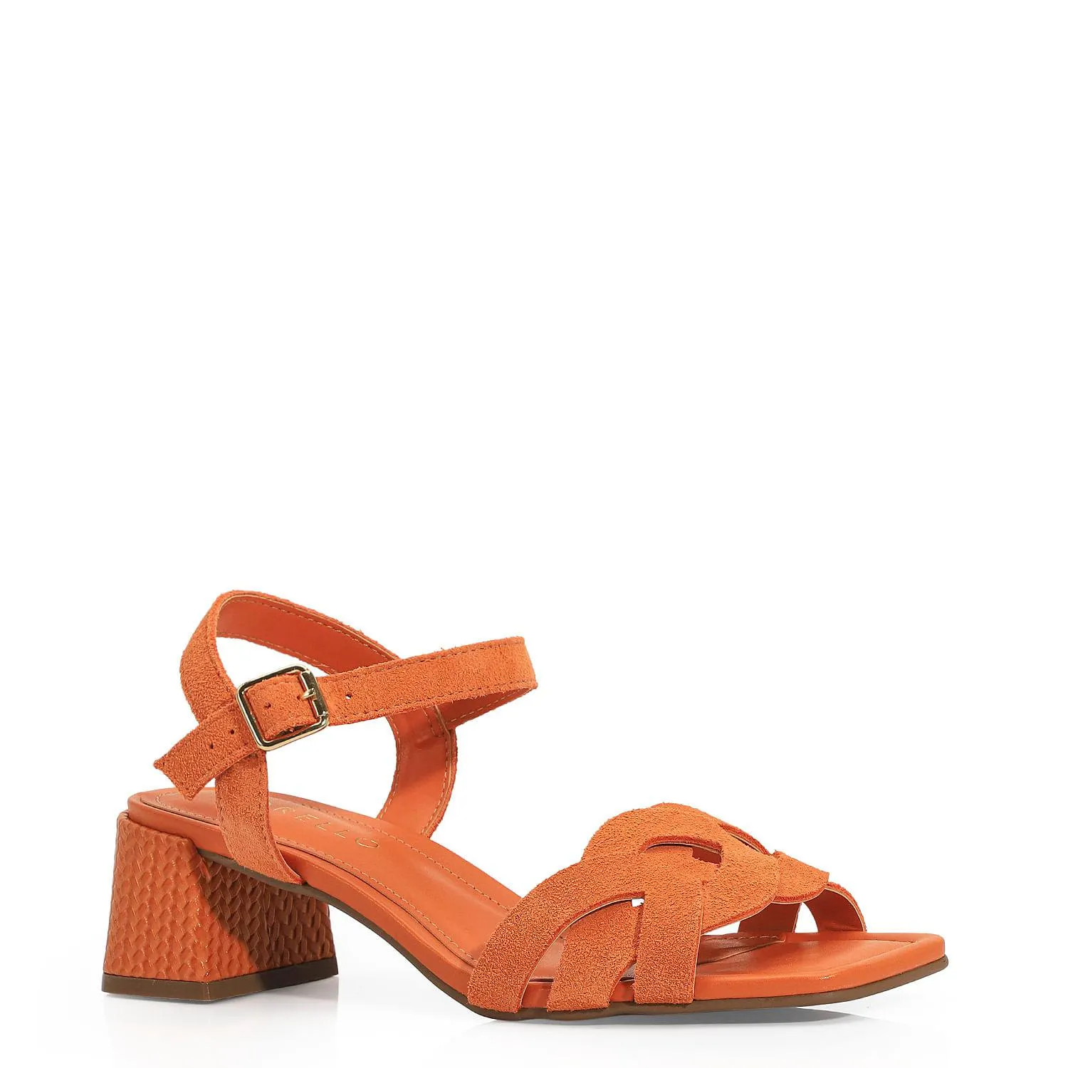 Sandália Couro Camurça Laranja