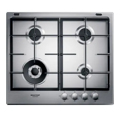 Cooktop 4 Bocas Brastemp Gourmand Inox com Duplachama e Trempe com Ferro Fundido - BDK60DR