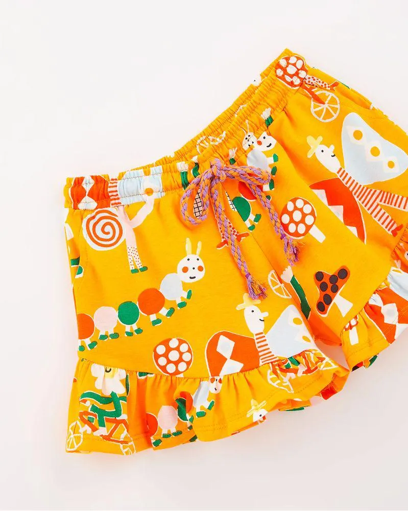 Short Malha Babado Fala Bicho