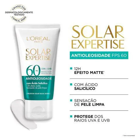 Protetor Solar Facial L'Oréal Paris Solar Expertise Antioleosidade FPS60 40g