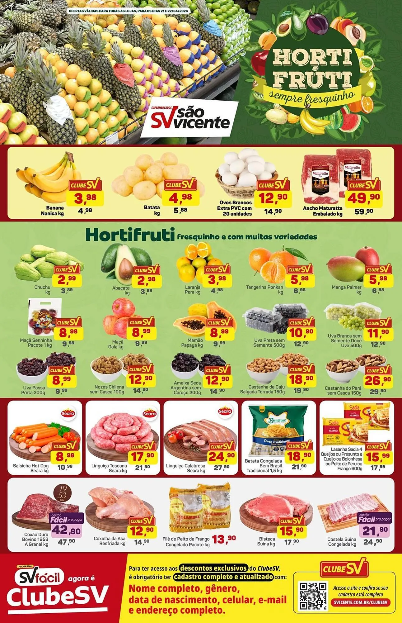 Encarte de Catálogo Supermercados São Vicente 21 de abril até 22 de abril 2026 - Pagina 1