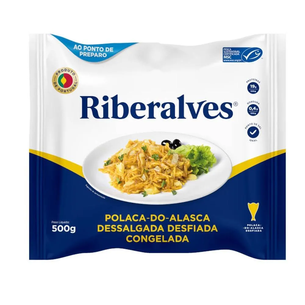 Peixe Polaca Alaska Riberalves Dessalgado Desfiado 500g
