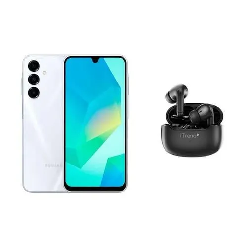 Kit Samsung Galaxy A16 4G 128GB 6GB RAM Dual SIM Tela 6.7" Cinza e Fone de Ouvido ITrend True Wireless Stereo Preto