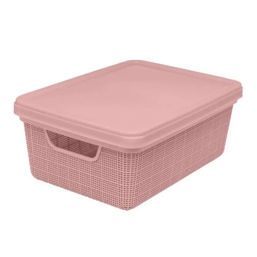 Caixa Organizadora Com Tampa Juta Jaguar 5 Litros - Rose