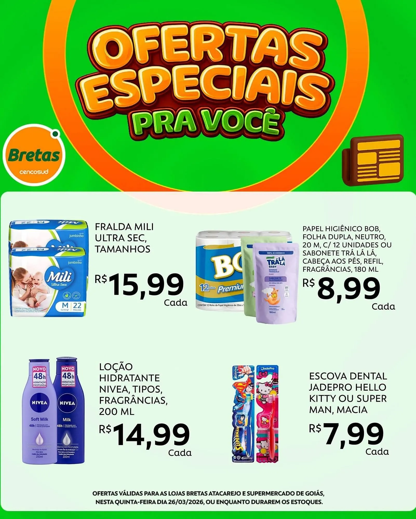 Encarte de Catálogo Supermercados Bretas 26 de março até 29 de março 2026 - Pagina 1