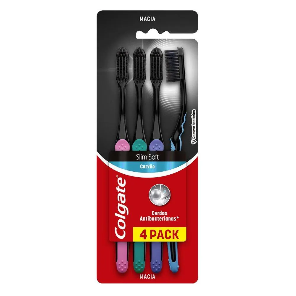 Escova de Dente Colgate Slim Soft Black 4 unid