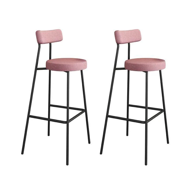 Conjunto com 2 Banquetas Bock Linho Rosa e Preto