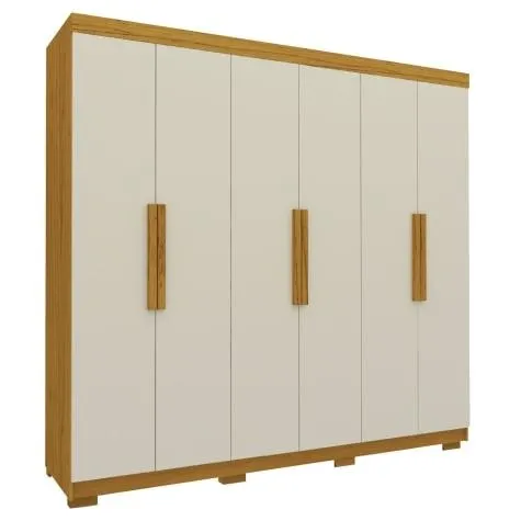 Guarda Roupas Casal 6 Portas 2 Gavetas Império Naturale / Off White Gelius