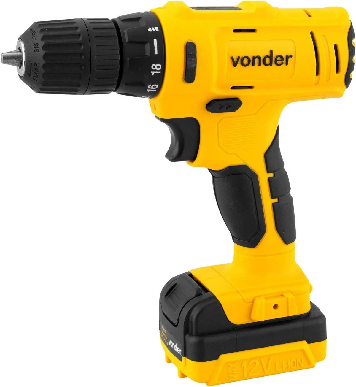Parafusadeira e Furadeira a Bateria Vonder PFV120 12V Acompanha Maleta com 1 Carregador 1 Bateria e Acessórios