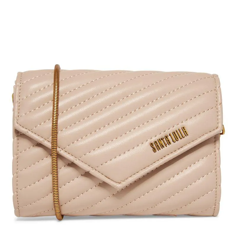 Bolsa Carteira Bege Matelassê Transversal