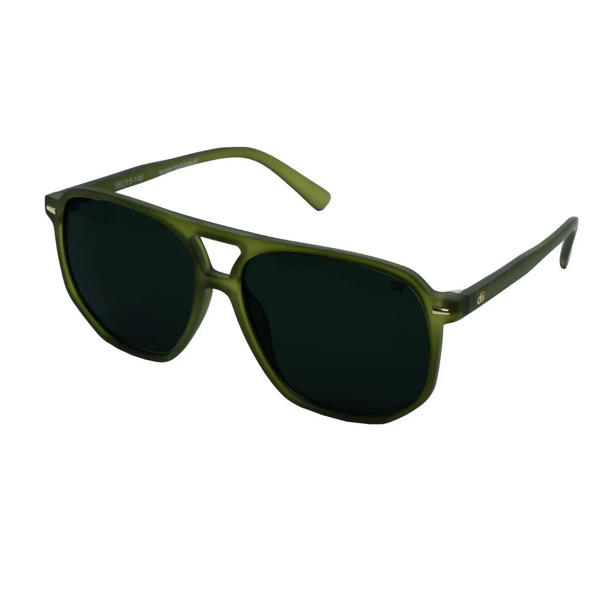 Óculos de sol Dii Collection, modelo 1 9012 ECO, cor Verde Militar Cristal com Demi Marrom, tamanho 58