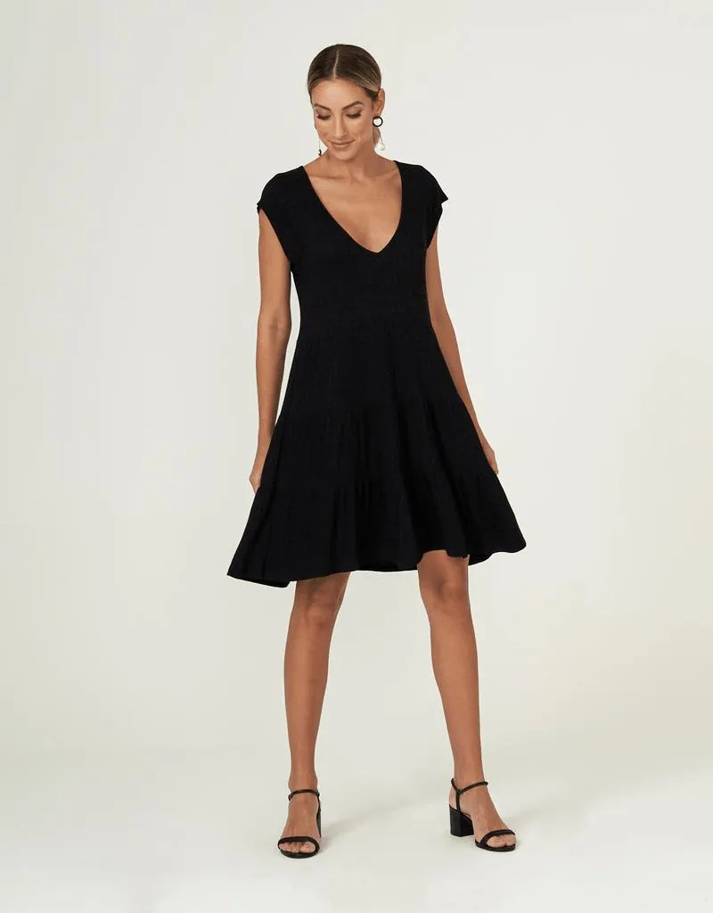 Vestido Canelado Marias Curto - Preto