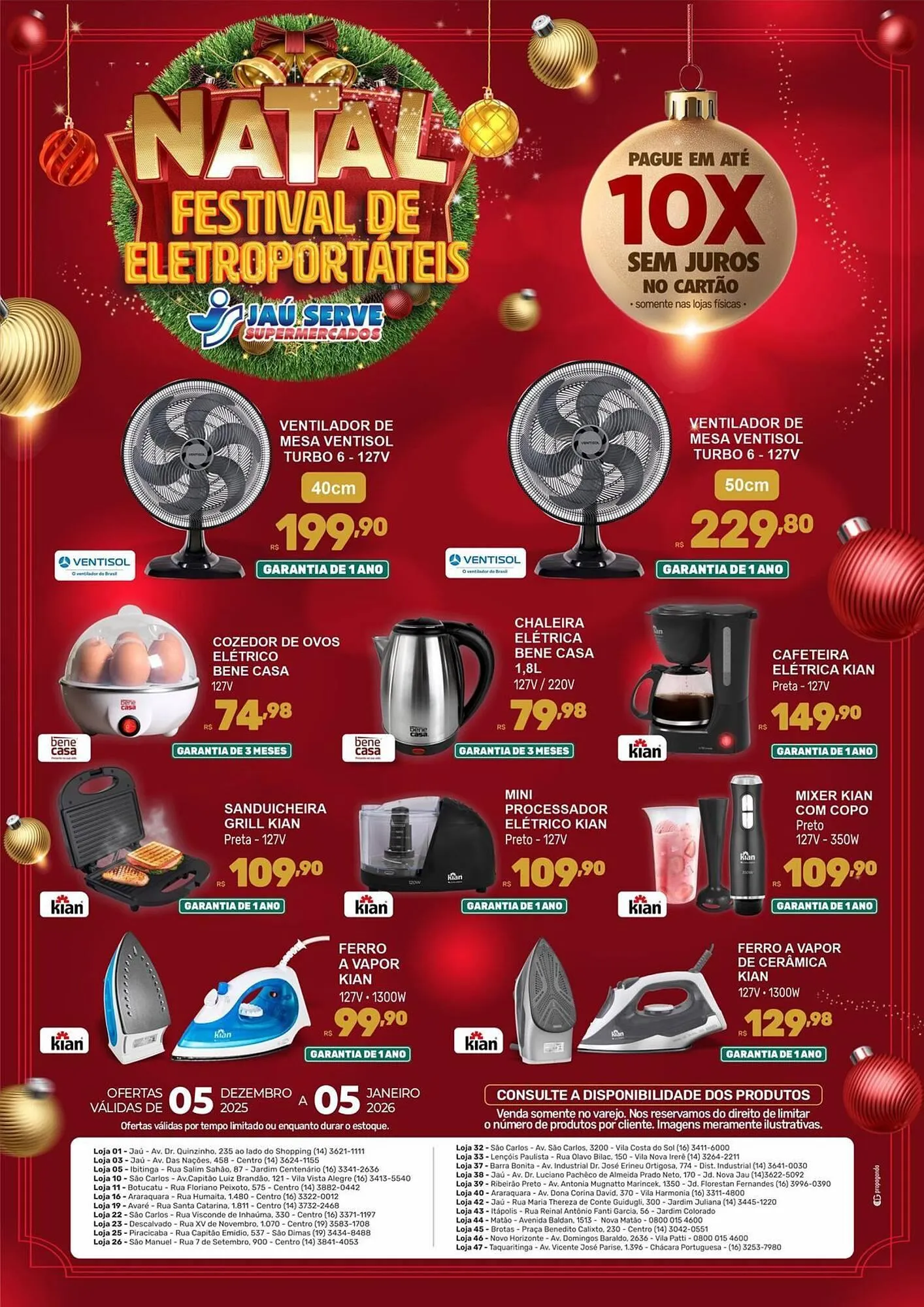 Encarte de Catálogo Supermercados Jau Serve 5 de dezembro até 5 de janeiro 2026 - Pagina 1