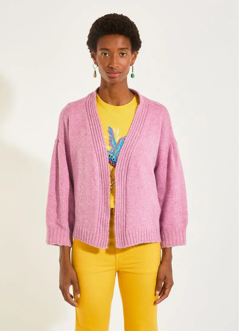 Cardigan manga bufante lilás