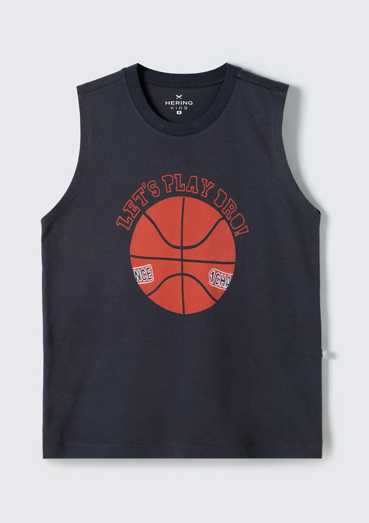 Regata Infantil Menino Em Malha De Algodão Com Estampa Tam 1 A 16 - Cinza