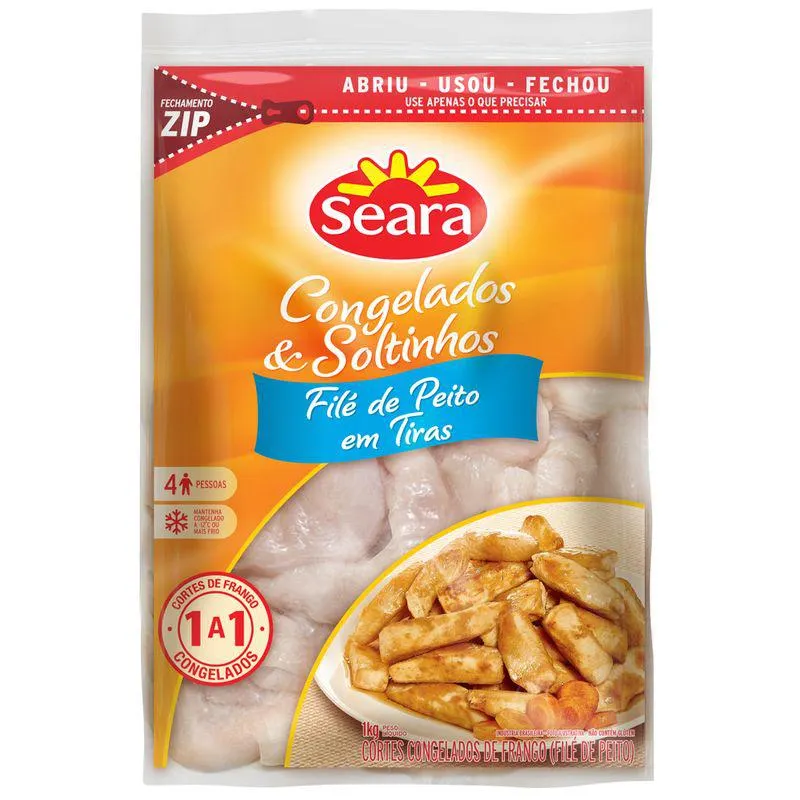 Filé de peito em tiras Seara IQF 1kg