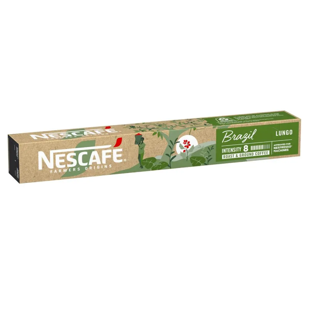 Café em Cápsula Nescafé Nespresso Farmers Origins Brazil Lungo Caixa 44g com 10 Unid