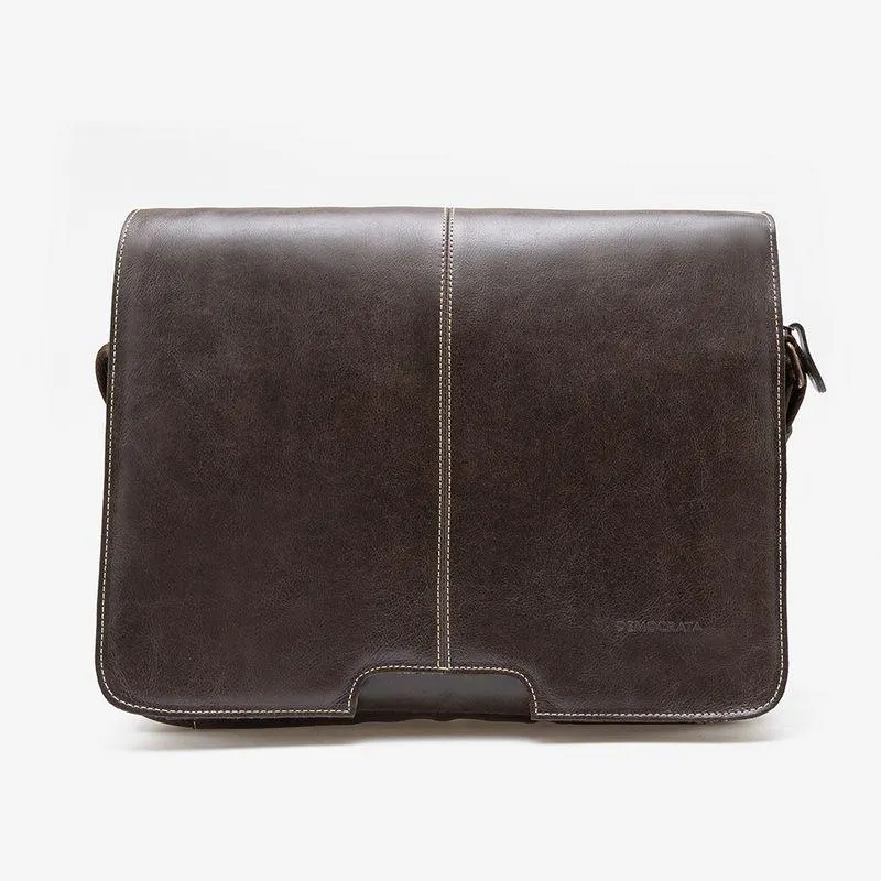 Bolsa Carteiro Em Couro Café