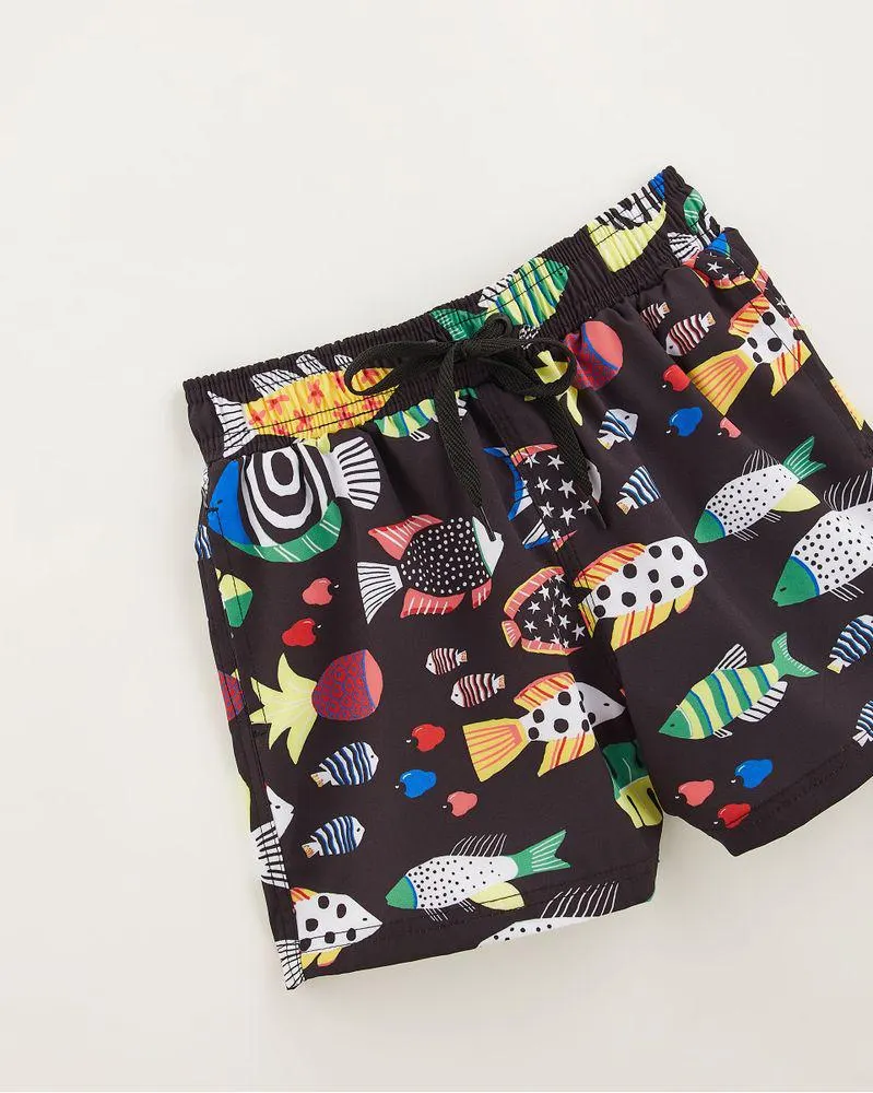 Short Nino Cardume Tropical Preto