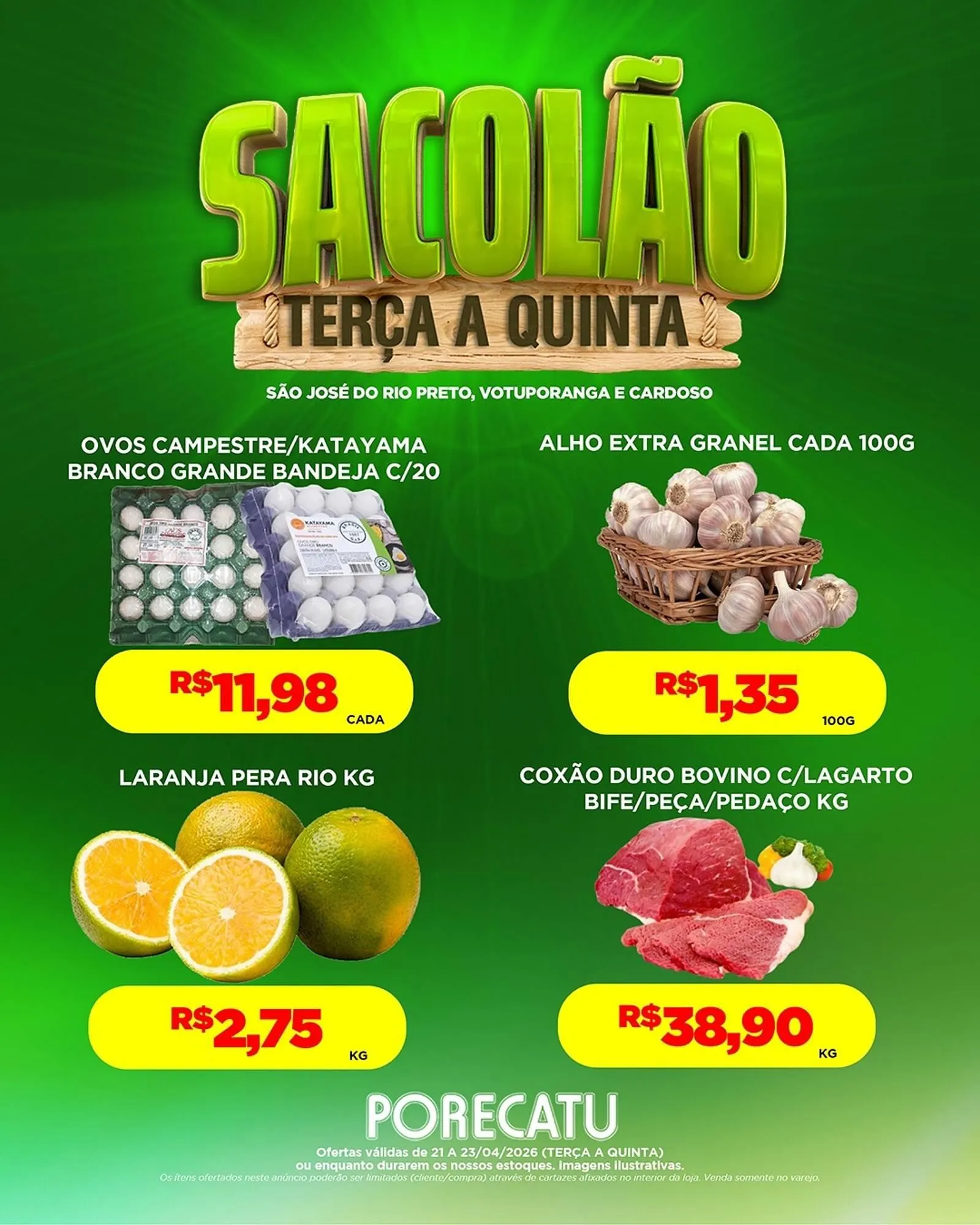 Encarte de Catálogo Supermercado Porecatu 21 de abril até 23 de abril 2026 - Pagina 1