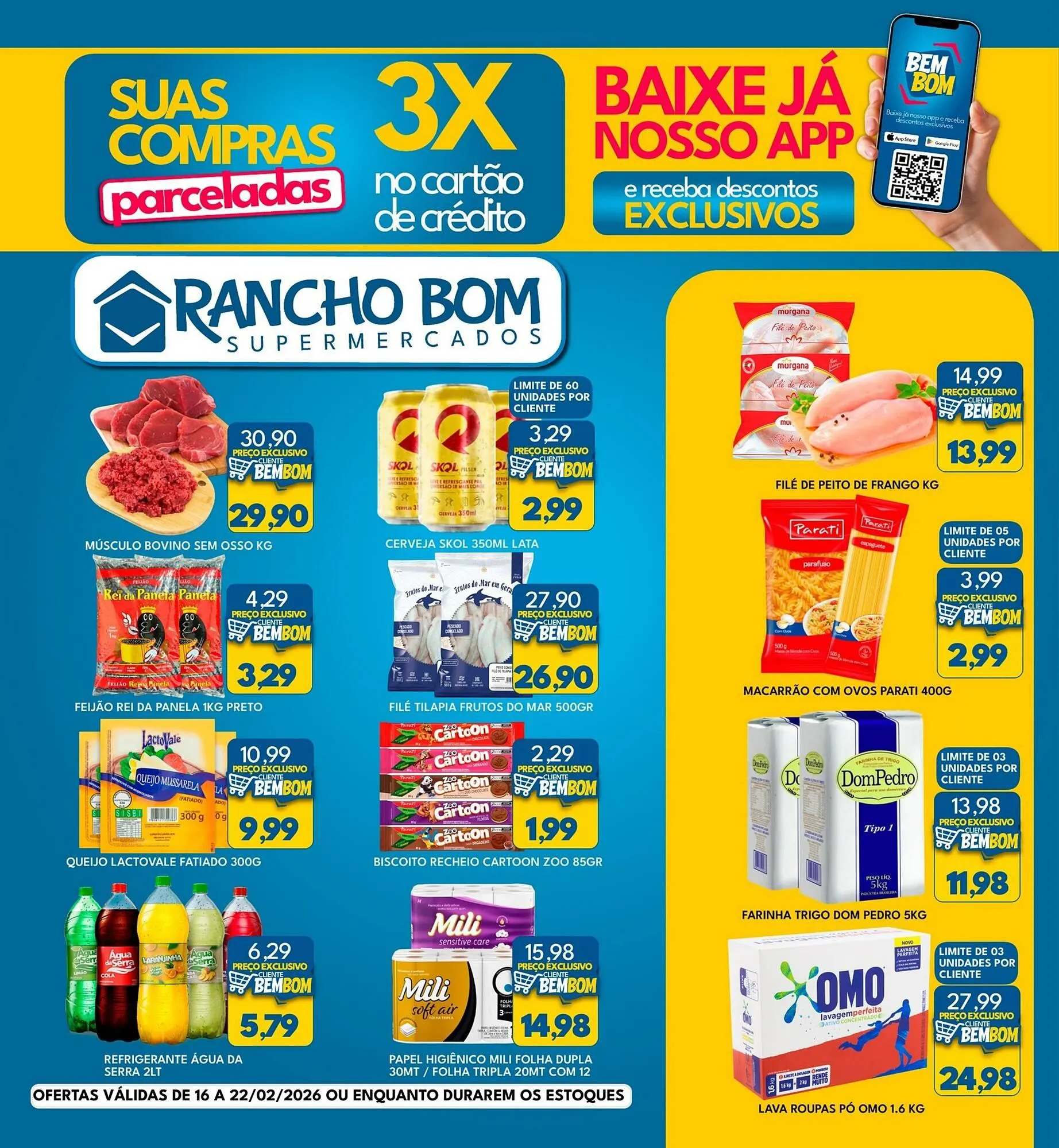 Encarte de Catálogo Rancho Bom Supermercados 16 de fevereiro até 22 de fevereiro 2026 - Pagina 1