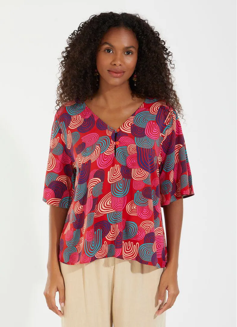 Blusa botões estampada clarice