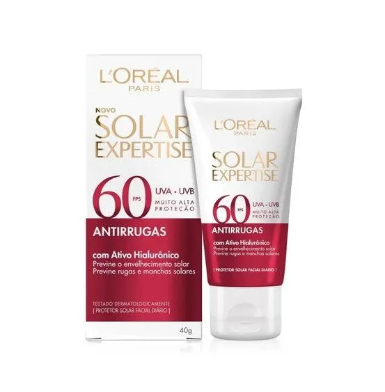 Protetor Solar Facial L'Oréal FPS 60 Antirrugas 40g