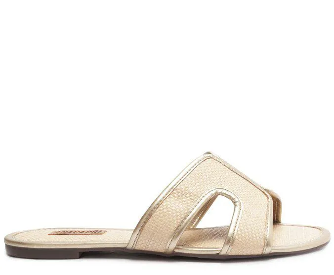 Rasteira Essencial Palha Dourada e Nude