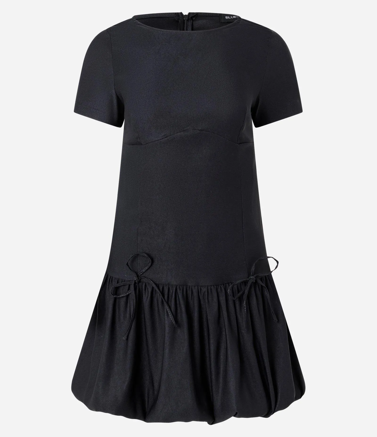 Vestido Balonê em Bengaline com Lacinhos na Cintura Preto