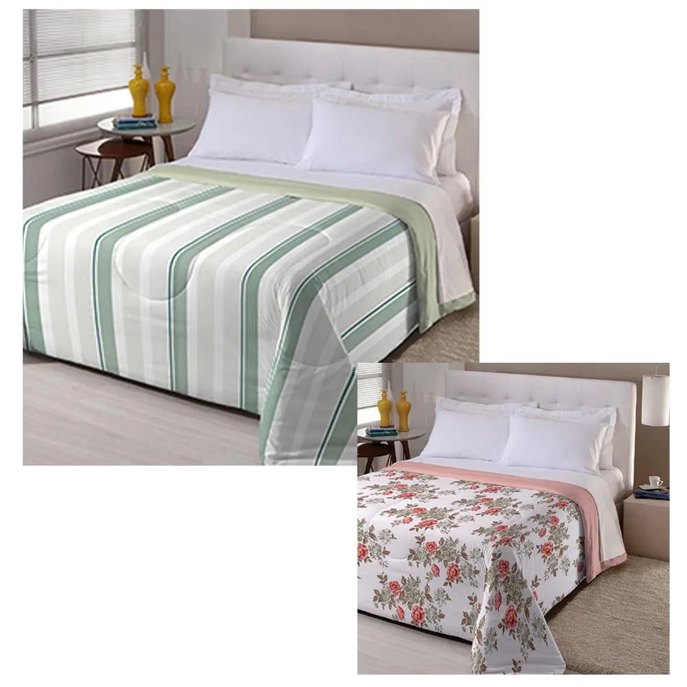 Edredom Casal Soft Dupla Face Rolinho 100% Poliéster Estampado Sortido 190x220cm AC2476 - Arte & Cazza